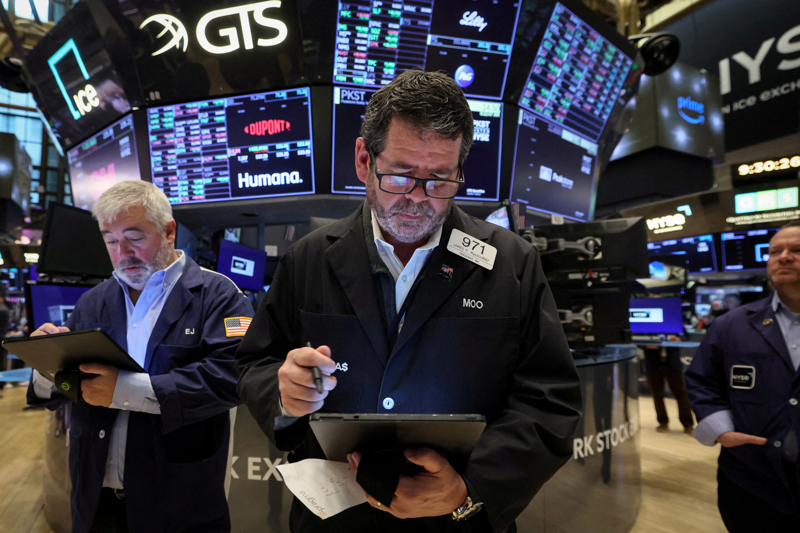 Wall St stocks, dollar gain with data; Fed, earnings in the wings