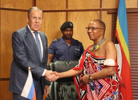Russian Foreign Minister Sergey Lavrov with Eswatini Prime Minister Cleopas Sipho Dlamini. Picture: Eswatini Government.