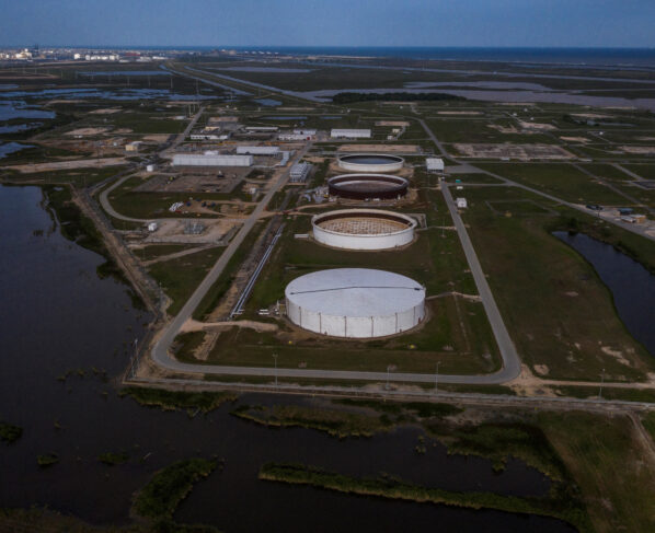 The Bryan Mound Strategic Petroleum Reserve, an oil storage facility, is seen in this aerial photograph over Freeport, Texas, U.S. REUTERS/Adrees Latif/File Photo