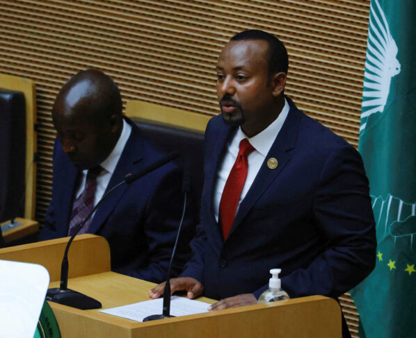 Ethiopian Prime Minister Abiy Ahmed, addresses the Assembly of the African Union at the African Union Headquarters in Addis Ababa, Ethiopia. REUTERS/Tiksa Negeri/File Photo