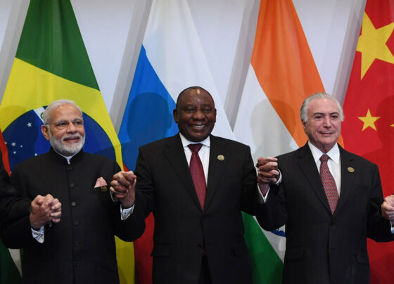 BRICS nations leaders holding hands. Picture: BRICS Website.